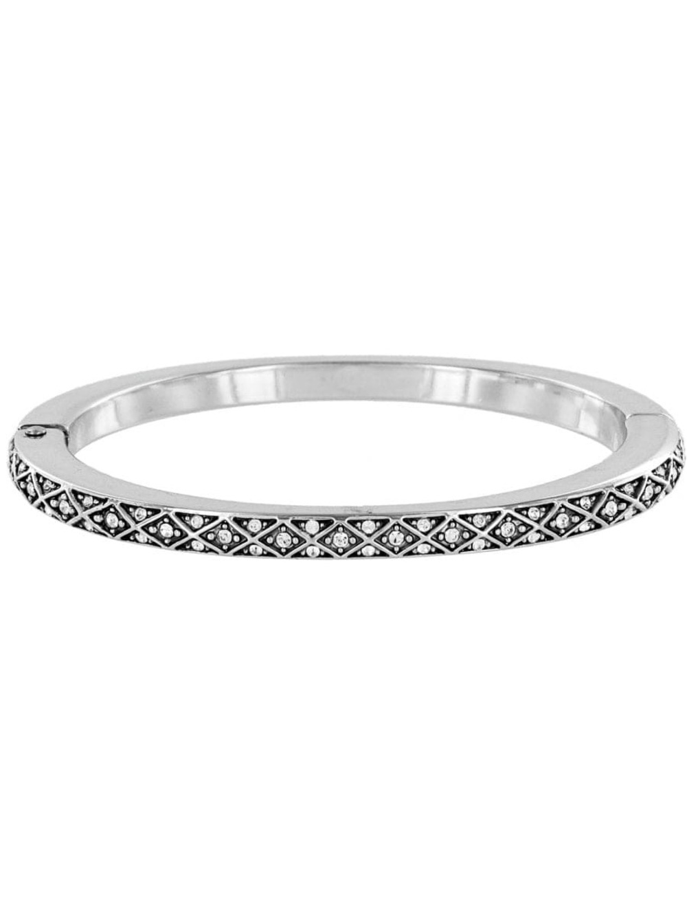 Brighton Diamond Sterling Silver Patterned Hinged Bangle Bracelet - Silver